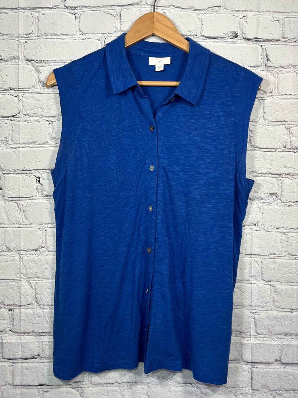 J Jill Sleeveless Button-Up Collared Top Womens Size Medium Blue